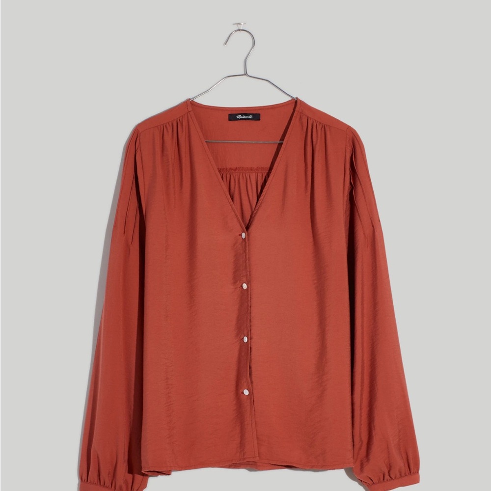 Orange Relaxed Buttoned Blouse